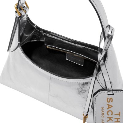 THE SMALL BELTED SACK IN METALLIC CRINKLE LEATHER